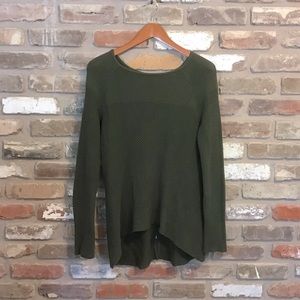 U-KNIT Olive Green Tunic Back Zip Sweater M